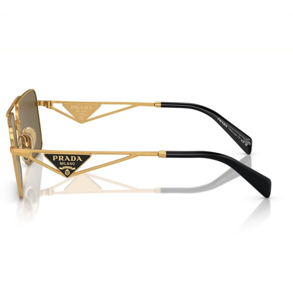 NEW PRADA SQUARE PR A52S 15N01T SUNGLASSES PRA52S 15N01T GOLD SPR A52 WOMEN - Picture 4 of 6